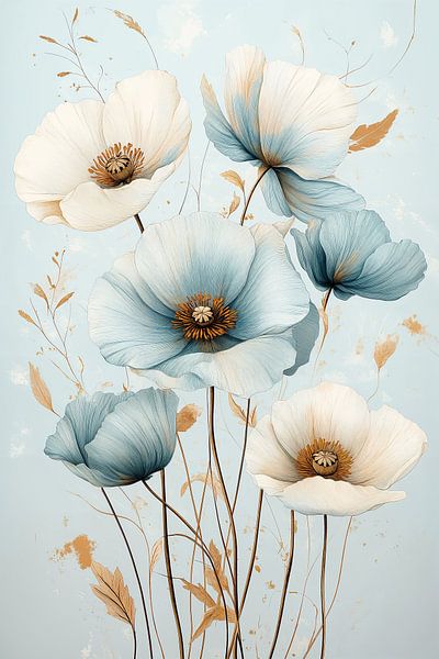 Poppies in Pastel Blue no.5 by Studio BB