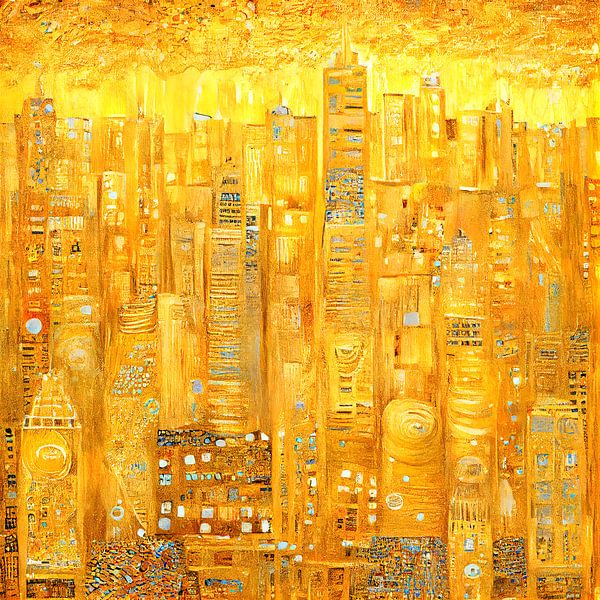 Un paysage urbain de la ville de New York dans le style de Gustav Klimt. par Whale & Sons