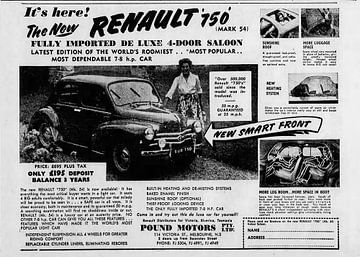 Publicité pour les classiques de Renault 1950