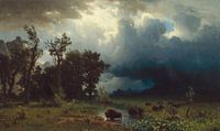 Albert Bierstadt, Buffalo Trail, Der herannahende Sturm, 1869 von Atelier Liesjes Miniaturansicht