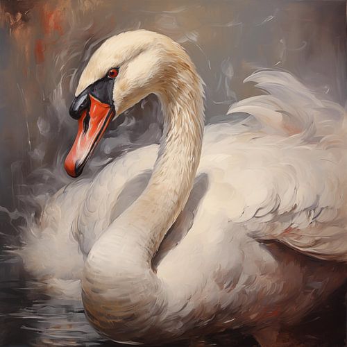 Swan oil painting