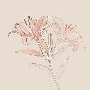 Schöne abstrakte Lilien neutral von Mel Digital Art