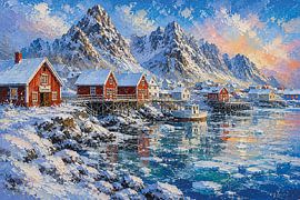 Skudeneshavn in Norwegen, ein impressionistisches Gemälde. von Galerie Hoppenbrouwers