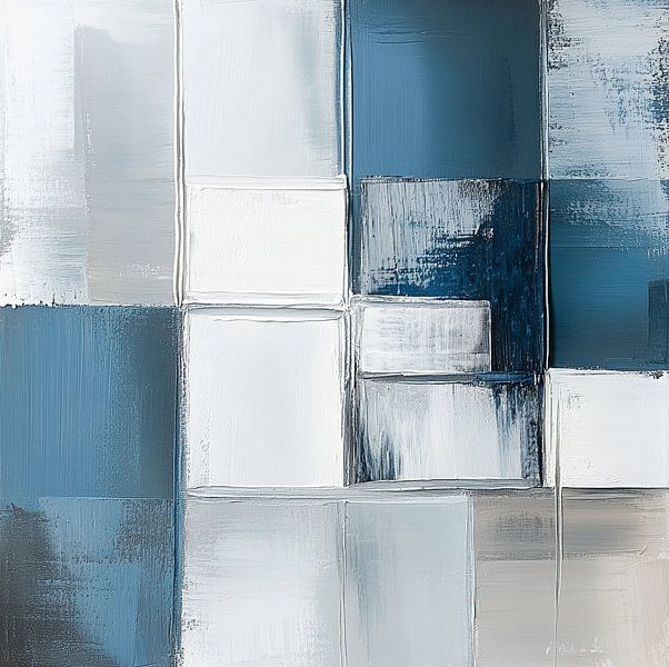 Blaue Quadrate | Kühle Tiefen der Gelassenheit von ARTEO Gemälde