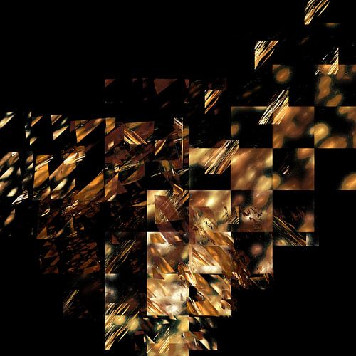 Brons op Zwart Vierkant | Geometrisch Abstract