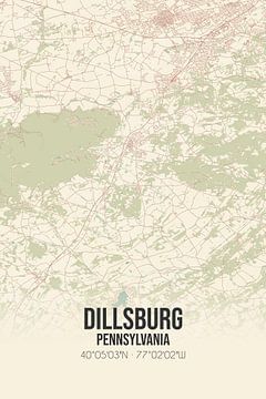 Vintage landkaart van Dillsburg (Pennsylvania), USA. van MijnStadsPoster