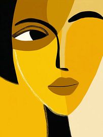 Yellow woman in an abstract portrait with lines by Color Square