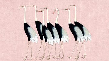 Japan Kraniche auf Pastel Pink
