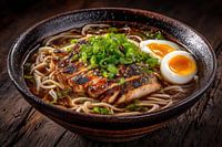 Ramen Bowl au poulet grillé et aux œufs mollets