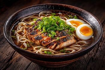 Ramen Bowl With Grilled Chicken And Soft Eggs