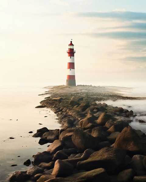 Phare dans la brume matinale par fernlichtsicht