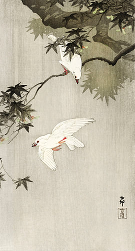 Birds in rain (1900 - 1936) by Ohara Koson by Studio POPPY