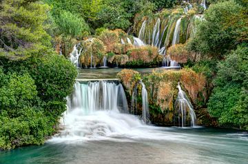 Waterfall in Krka National Park, Croatia by Wim Slootweg