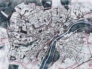 Karte von Freising im stil 'White winter'