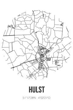 Hulst (Zeeland) | Landkaart | Zwart-wit van Rezona