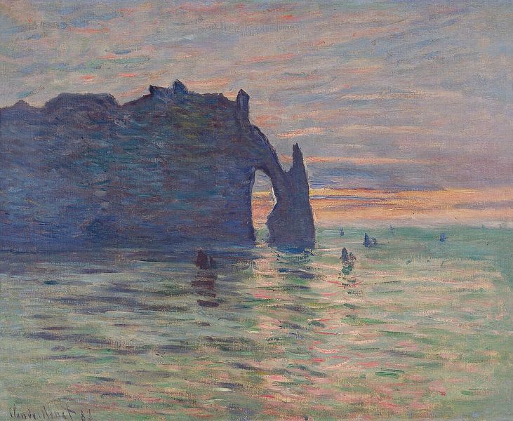 Die Klippe, Étretat, Sonnenuntergang von Claude Monet von The Masters