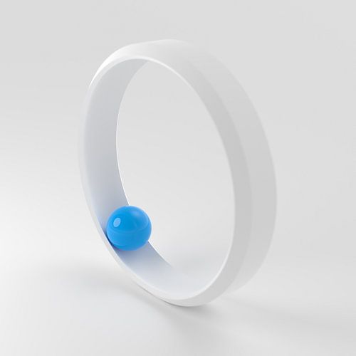 Weißer Ring mit blauer Kugel