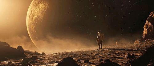 Astronaut op een buitenaardse planeet