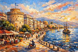 Thessaloniki in Greece, an impressionist painting. by Gallery Hoppenbrouwers