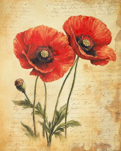 Vintage Mohnblumen von Jutta Maria Pusl