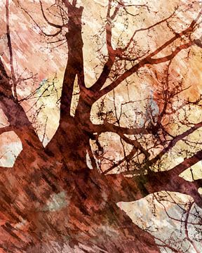 Expressionistische Herbst Wald Landschaft von Mad Dog Art