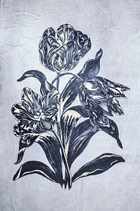Tulpe in Delfter Blau und Silber.