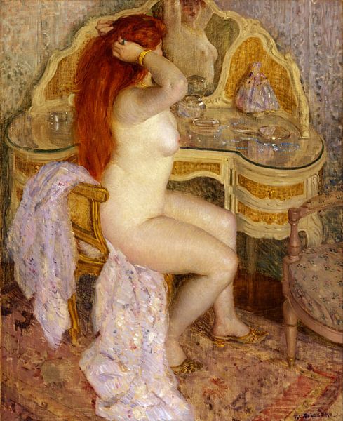 Nude Seated at Her Dressing Table, Frederick Carl Frieseke by Masterful Masters