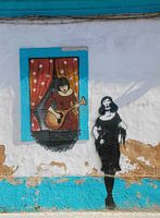 StreetArt of Fado singers in Lagos / Portugal.