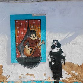 Wandgemälde der Fado-Sänger in Lagos / Portugal. von Ineke de Rijk
