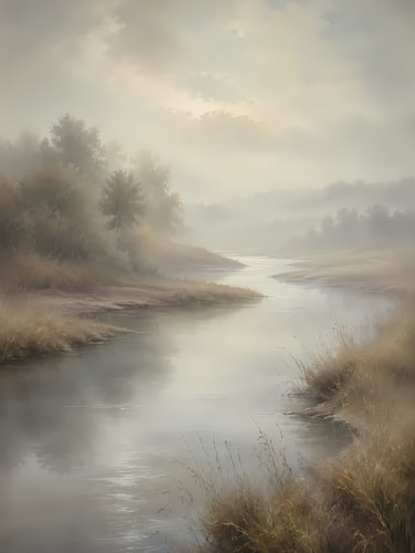 Fluss im Nebel
