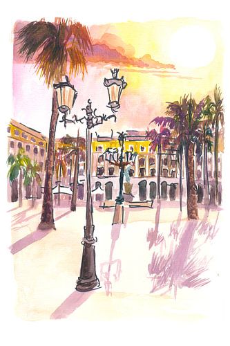 Placa Reial Barcelone Catalogne Scène de rue