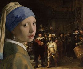 Girl with a Pearl Earring and the Night Watch by Digital Art Studio
