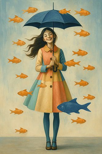 Een meisje met een paraplu