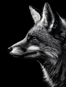 Fuchs im Profil – Elegantes Schwarzweiß Tierporträt