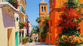 Marbella, Spain: a colourful village panorama