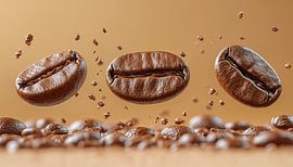 Zwevende koffiebonen panorama van TheXclusive Art