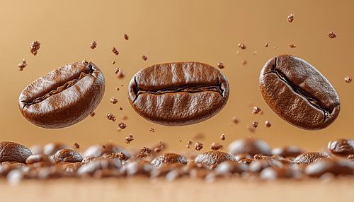 Zwevende koffiebonen panorama