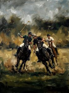 Expressive Oil Painting of Polo Match