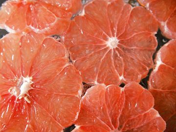 close-up van grapefruit.gros plan de pamplemousse.Nahaufnahme von Grapefruit.closeup of grapefruit. van Evelien Brouwer
