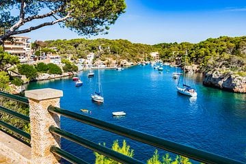 Prachtig uitzicht op de oude traditionele vissershaven in de baai van Cala Figuera, eiland Mallorca, van Alex Winter