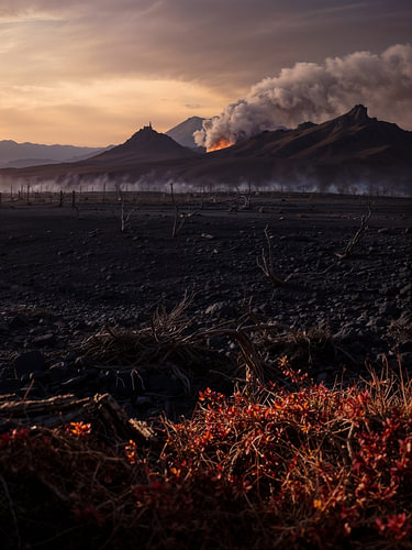 Fire Volcano in Autumn – An Epic Fantasy Landscape