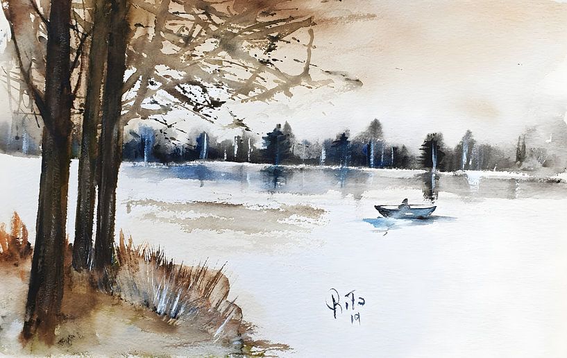 Bootje op het Meer van Rita Tielemans Kunst