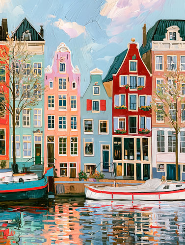 Farbenfrohe Fassaden an der Amsterdamer Gracht