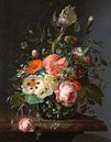 Stillleben mit Blumen auf einer Marmortischplatte,Rachel Ruysch von Meisterhafte Meister Miniaturansicht