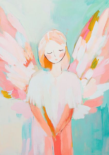 Frau mit bunten Flügeln von Wunderbare Kunst