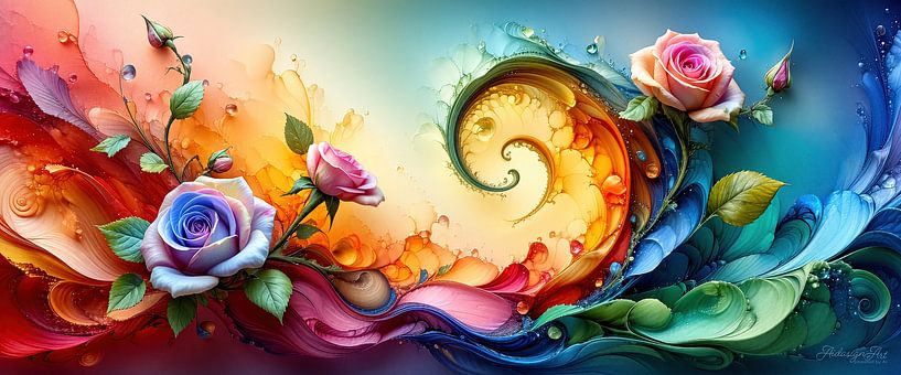 Rose Dream in Surrealism - From the flowing waves of the sea to the awakening blossoms of a dreaming nature by AidasignArt