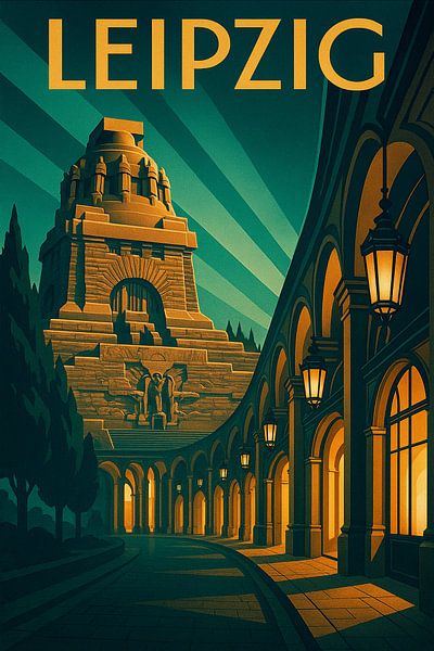 Leipzig Vintage Reisposter - Art Deco Duitsland Muurprint van Travel Shop