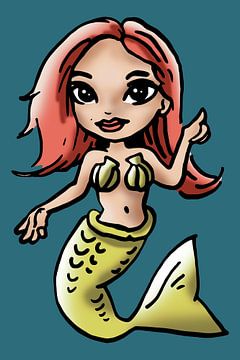 Cheerful print of a mermaid girl by Emiel de Lange