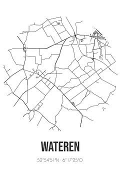 Wateren (Drenthe) | Karte | Schwarz und weiß von Rezona
