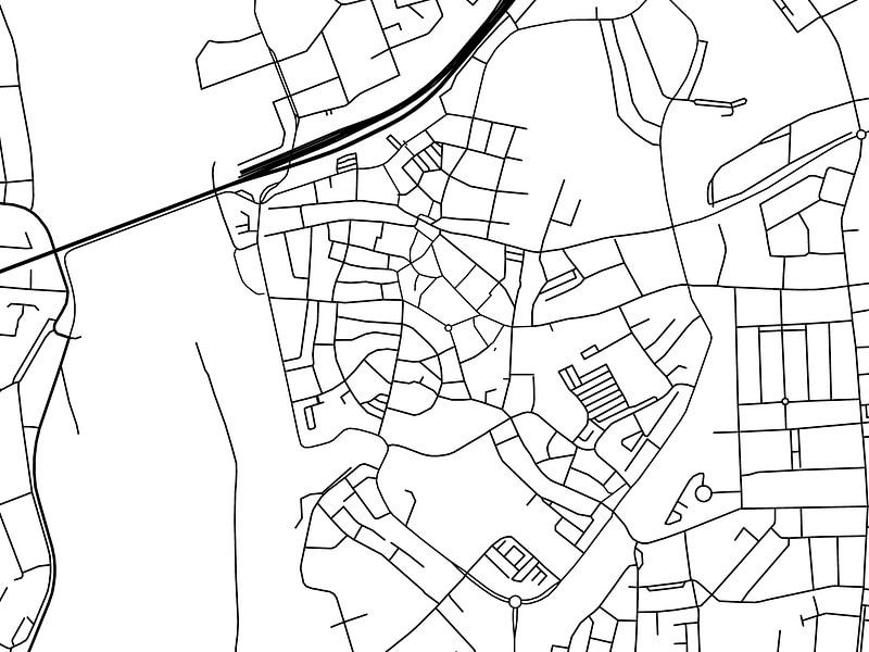 Karte von Zutphen Centrum in Schwarz ud Weiss von De Kaartenwinkel
